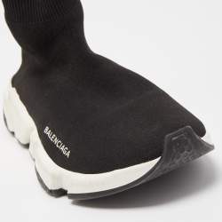 Pre Owned Balenciaga Black Knit Speed Trainer Slip On Sneakers Size 39