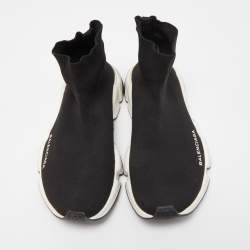 Pre Owned Balenciaga Black Knit Speed Trainer Slip On Sneakers Size 39