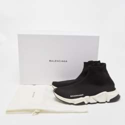 Pre Owned Balenciaga Black Knit Speed Trainer Slip On Sneakers Size 39
