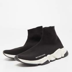 Pre Owned Balenciaga Black Knit Speed Trainer Slip On Sneakers Size 39