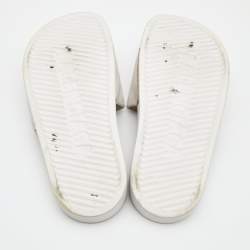 Pre Owned Balenciaga White Canvas Pool Flat Slides Size 36