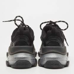 Pre Owned Balenciaga Black Mesh and Leather Triple S Clear Sneakers Size 38