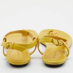Pre Owned Balenciaga Yellow Leather Arena Studded Thong Sandals Size 40