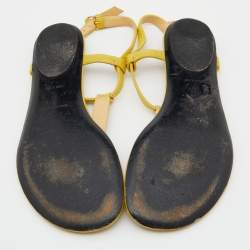Pre Owned Balenciaga Yellow Leather Arena Studded Thong Sandals Size 40
