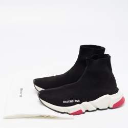 Pre Owned Balenciaga Black Knit Fabric Speed Trainer Sneakers Size 38
