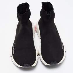Pre Owned Balenciaga Black Knit Fabric Speed Trainer Sneakers Size 38