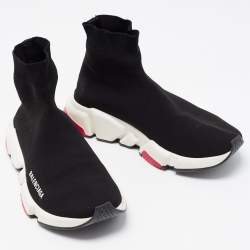 Pre Owned Balenciaga Black Knit Fabric Speed Trainer Sneakers Size 38