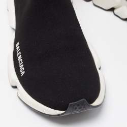 Pre Owned Balenciaga Black Knit Fabric Speed Trainer Sneakers Size 38