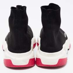 Pre Owned Balenciaga Black Knit Fabric Speed Trainer Sneakers Size 38