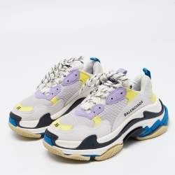 Pre Owned Balenciaga Multicolor Mesh and Leather Triple S Sneakers Size 36