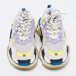 Pre Owned Balenciaga Multicolor Mesh and Leather Triple S Sneakers Size 36
