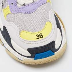 Pre Owned Balenciaga Multicolor Mesh and Leather Triple S Sneakers Size 36