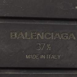 Pre Owned Balenciaga Black Leather Studded Wedge Ankle Cuff Sandals Size 37.5