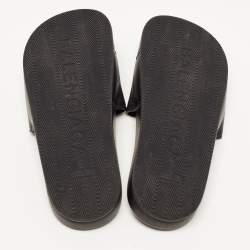 Balenciaga Black Leather Logo Slides Size 39