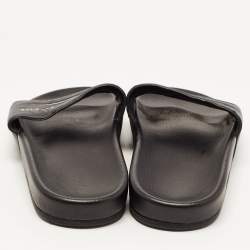 Balenciaga Black Leather Logo Slides Size 39