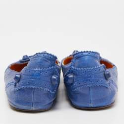 Pre Owned Balenciaga Blue Leather Arena Ballet Flats Size 38