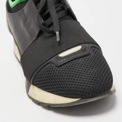 Balenciaga Black Leather and Mesh Race Runner Sneakers Size 37