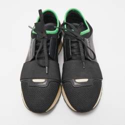Balenciaga Black Leather and Mesh Race Runner Sneakers Size 37