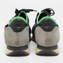 Balenciaga Black Leather and Mesh Race Runner Sneakers Size 37