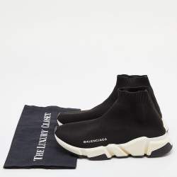 Pre Owned Balenciaga Black Knit Fabric Speed Trainer Sneakers Size 37