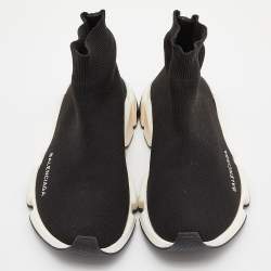 Pre Owned Balenciaga Black Knit Fabric Speed Trainer Sneakers Size 37