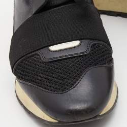 Balenciaga Black Leather and Mesh Race Runner Low Top Sneakers Size 37