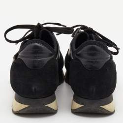 Balenciaga Black Leather and Mesh Race Runner Low Top Sneakers Size 37