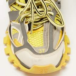 مملوكة مسبقًا Balenciaga Yellow/Grey Leather and Mesh Track Sneakers Size 37