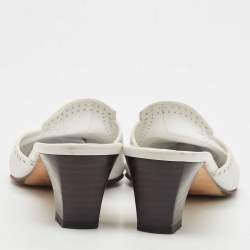 Pre Owned Balenciaga White Leather Mule Sandals Size 38