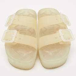 Pre Owned Balenciaga Transparent Rubber Logo Slides Size 36
