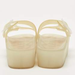 Pre Owned Balenciaga Transparent Rubber Logo Slides Size 36