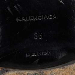 مملوكة مسبقًا Balenciaga Black Leather Stud Ankle Strap Flat Mules Size 36