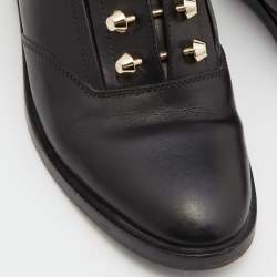 مملوكة مسبقًا Balenciaga Black Leather Stud Ankle Strap Flat Mules Size 36