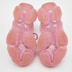 Pre Owned Balenciaga Pink Nubuck and Mesh Triple S  Clear Sneakers Size 36