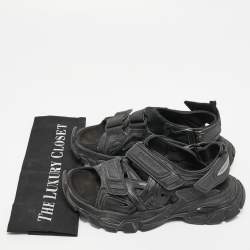 Pre Owned Balenciaga Black Leather Track Sandals Size 37
