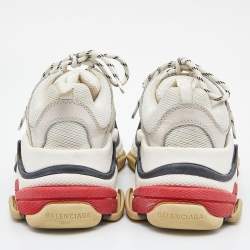 Pre Owned Balenciaga White Leather and Mesh Triple S Sneakers Size 39