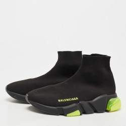 Pre Owned Balenciaga Black Knit Speed Trainer High Top Sneakers Size 37