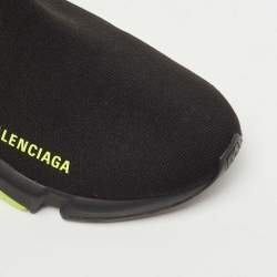 Pre Owned Balenciaga Black Knit Speed Trainer High Top Sneakers Size 37