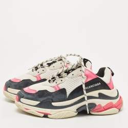 Pre Owned Balenciaga Tricolor Leather and Mesh Triple S Sneakers Size 39