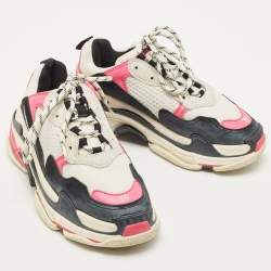 Pre Owned Balenciaga Tricolor Leather and Mesh Triple S Sneakers Size 39