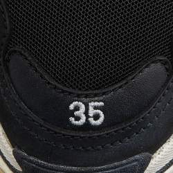 Pre Owned Balenciaga Black Leather and Mesh Triple S Sneakers Size 35