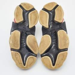 Pre Owned Balenciaga Black Leather and Mesh Triple S Sneakers Size 35