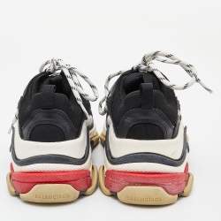 Pre Owned Balenciaga Black Leather and Mesh Triple S Sneakers Size 35