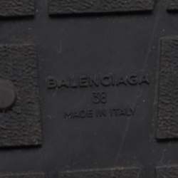 Pre Owned Balenciaga Black/Pink Leather and Fabric Race Runner Sneakers Size 38