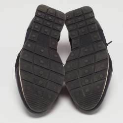 Pre Owned Balenciaga Black/Pink Leather and Fabric Race Runner Sneakers Size 38