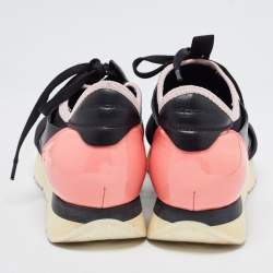 Balenciaga Black/Pink Leather and Mesh Race Runner Sneakers Size 37