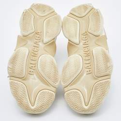 Pre Owned Balenciaga White/Grey Leather and Mesh Triple S Clear Sneakers Size 38