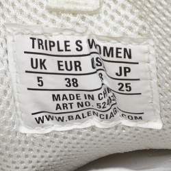 Pre Owned Balenciaga White/Grey Leather and Mesh Triple S Clear Sneakers Size 38