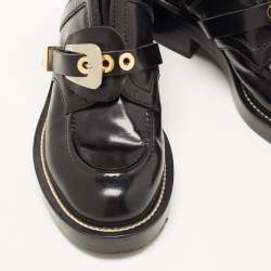 Pre Owned Balenciaga Black Leather Ceinture Buckle Detail Ankle Boots Size 38.5
