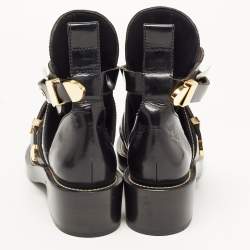 Pre Owned Balenciaga Black Leather Ceinture Buckle Detail Ankle Boots Size 38.5
